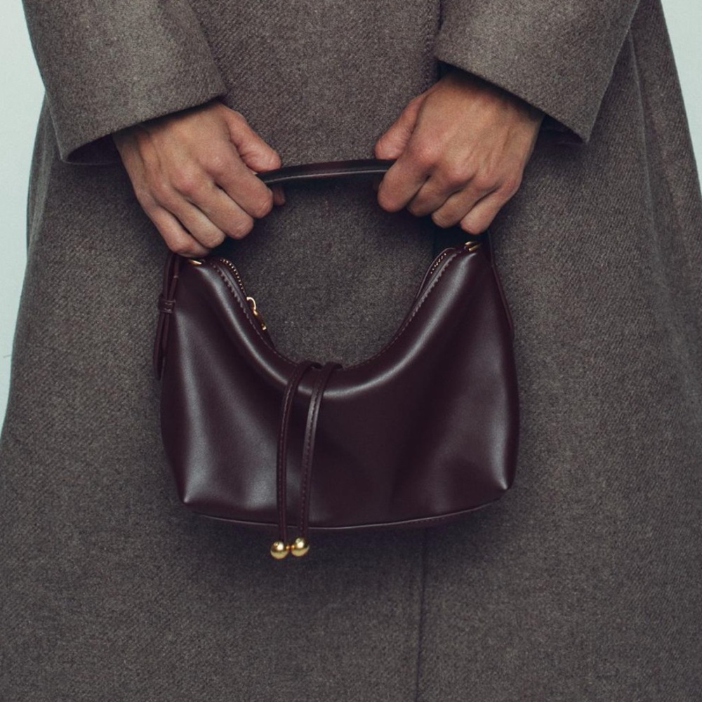 Zara NWT dark burgundy faux leather bag - Picture 9 of 9
